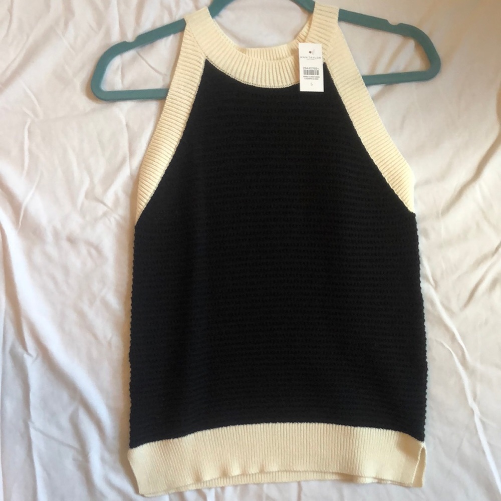 Ann Taylor Factory / Black and White Sweater Tank Top / Size Small